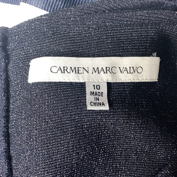 Fit & Flare Dress Navy Blue Sparkle Sleeveless Striped Party Cocktail - Picture 5 of 7